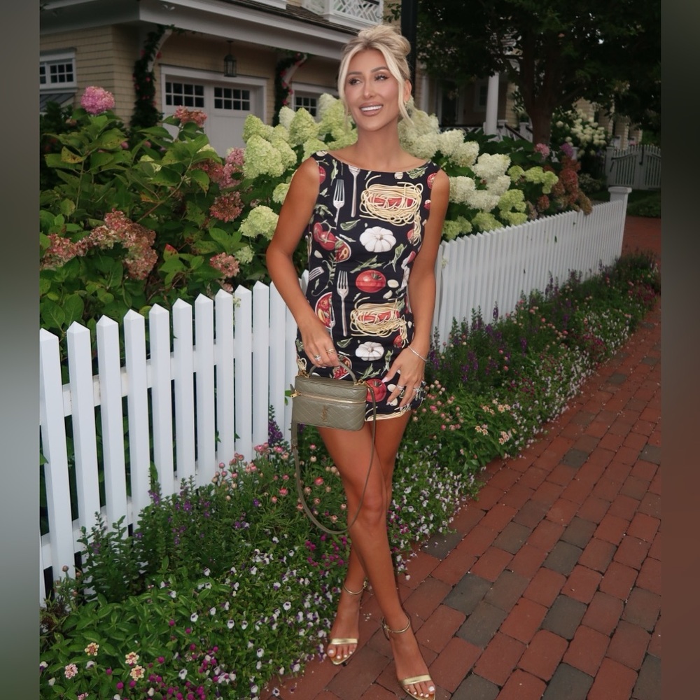 Fashion Nova Black and Red Patterned Dress